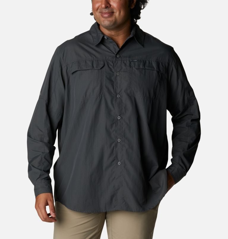 Men\'s Columbia Silver Ridge 2.0 Long Sleeve Shirts Black | Plus Size CA-WLA10